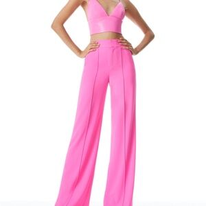 Alice & Olivia Dylan Pink Wide-Leg Pant